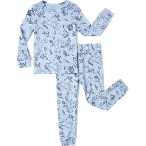 PATPAT Toddler Pajama Set with Premium Soft Wool & Tencel Blend, Snug Fit Pjs Temp-Balancing Sleeper for Kids Baby Boy Girl (9-12 Months, Bunny Bluebell)