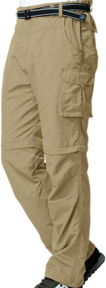 Mens Hiking Pants Convertible Quick Dry Zip Off Fishing Travel Safari Pants (32, 225 Khaki)