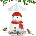 Bird Feeder for Outdoor Hanging, Heavy Duty Metal Wild Bird Feeder with Squirrel Proof Baffle for Outside Hanging, Large Capacity Birdfeeder Garden Yard Decoration, Cute Snowman Shaped