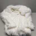 COZYPOIN Womens Faux Fur Coats Warm Mid Long Furry Jackets Long Sleeve Lapel Winter Fluffy Outerwear Shaggy Parka Coat (Medium, White)