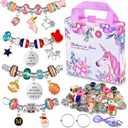Girls Charm Bracelet Making Kit: Girl Toys Make Jewelry Supplies Set Unicorn DIY Craft Art Set Charm Bracelets Kits Creative Birthday Gifts for Girl Age 6 7 8 9 10 11 12 Year Old Kids Little Children