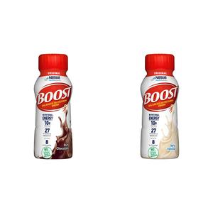 BOOST Original Nutritional Drink, 8 fl oz Bottles, 24 Rich Chocolate + 24 Very Vanilla (Pack of 48), BB 24 September 2026