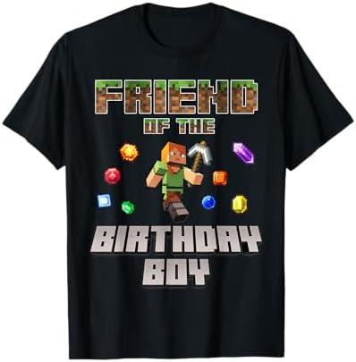 Friend Of The Birthday Boy Video Gamer Pixel Number T-Shirt (Black, Large)