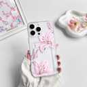 NITITOP Compatible with iPhone 12 Pro Case with Card Holder Clear Cute Floral Lily Flowers Butterfly for Women Girls Soft TPU Shockproof Wallet Case Protective Phone Cover - Pink