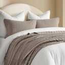 EVERGRACEHOME Stonewashed Cotton Quilt Set Queen Size, Ultra Soft Oversized Bedspread Coverlet Set, Lightweight Crinkle Box Stitch Bedding Sets for All Season, with 2 Shams, Truffle Taupe Brown
