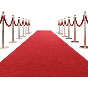 HOMBYS 450 GSM Extra Thick Red Carpet Runner for Partys & Events 3x15 ft, Non-Slip Rubber Backed Aisle Runway Rug for Step, Proposal & Wedding Decorations, Hollywood Oscars Runway, (Red, 3x15 ft)