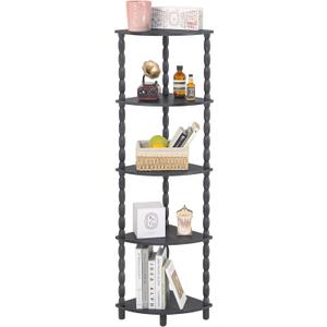 MaxSmeo Corner Shelf, 5-Tier Corner Bookshelf, Stylish Corner Storage Display Shelves for Bedroom, Bathroom, Kitchen, Living Room (Charcoal Gray)
