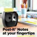 Post-it Note Dispenser, Sticky Note Holder, Black Base, Clear Top, Includes 50 Sheets of 3 in x 3 in Canary Yellow Pop-Up Notes, Classroom or Office Supplies (1.8" x 5.9")