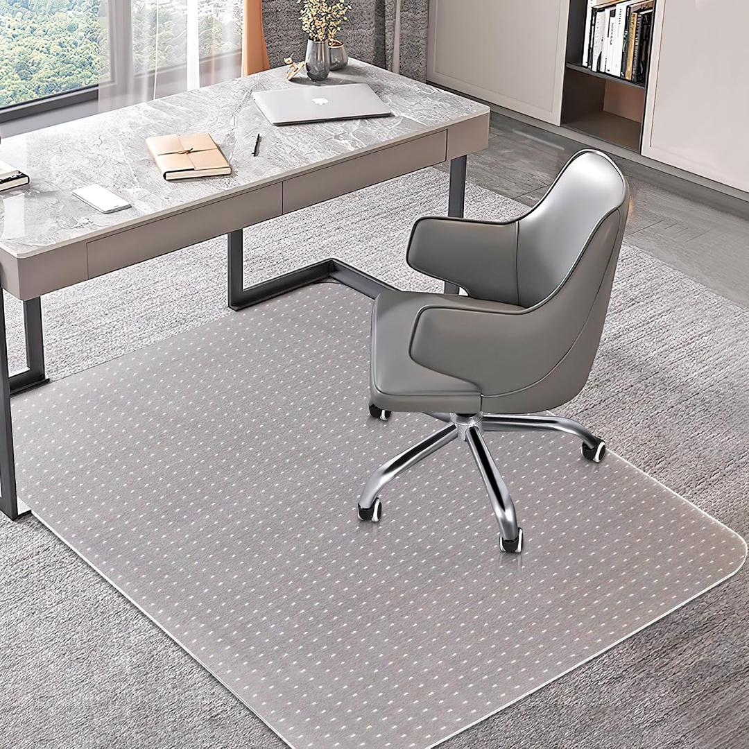 Office Chair Mat for Carpets, Clear Computer Desk Chair Mat for Low Carpeted Floors, Thick and Sturdy Carpet Protector, Easy Glide and Flat Without Curling(30'' x 48'' Rectangle)