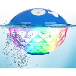 Blufree Bluetooth Pool Speaker with Colorful Light, Portable Floating Pool Speaker IP68 Waterproof,Built-in Mic, Floatable Crystal Clear Sound Wireless Bluetooth Hot Tub Speakers for Pools Spa Outdoor