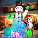 6 FT Christmas Inflatable Snowman Outdoor Decoration with Buildin Multicolor LEDs, Snowman with 4 Gifts Blow Up Inflatables Christmas for Yard Garden Lawn Xmas Holiday Decor