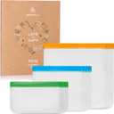 GREENZLA Eco-Friendly Reusable Freezer Bags, 24-Pack Extra Thick and Leakproof Resealable Gallon Bags for Safe Food Storage, Marinating, Snacks, and Meal Prep, Reusable, Non-Toxic, and Freezer Safety (Colorful)