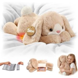Mewaii Weighted Stuffed Animals for Adults & Kids, 2-5 lbs - 23" Heatable Coolable Bunny Plush, Microwavable Adjustable Removable Inner Pad, Realistic Hug Comfort Easter Gift (Cream White)