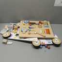 Frogprin Wooden Baby Walker, Baby Push Walker, Montessori Walker Toy for Babies 12M+ Learning to Walk & SittoStand, Adjustable Speed Walkers for Boys, Baby Activity Center with Sensory Toy for Girls