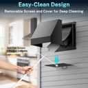 HG Power 10 Inch Hooded Wall Vent with Mesh Screen and Damper, Galvanized Steel Exhaust Vent, for Wall, Kitchen, Range Hood Air Ventilation, HVAC Duct Air Exhaust, Black