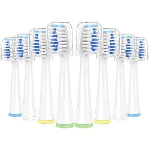 Oralphi 8 Pack Toothbrush Replacement Heads for Waterpik Sensonic Complete Care CC-04CD010-1, and for Waterpik Sensonic Electric Toothbrush STW-03W020/STW-03W027, with Cover for White STWB-3WW-B