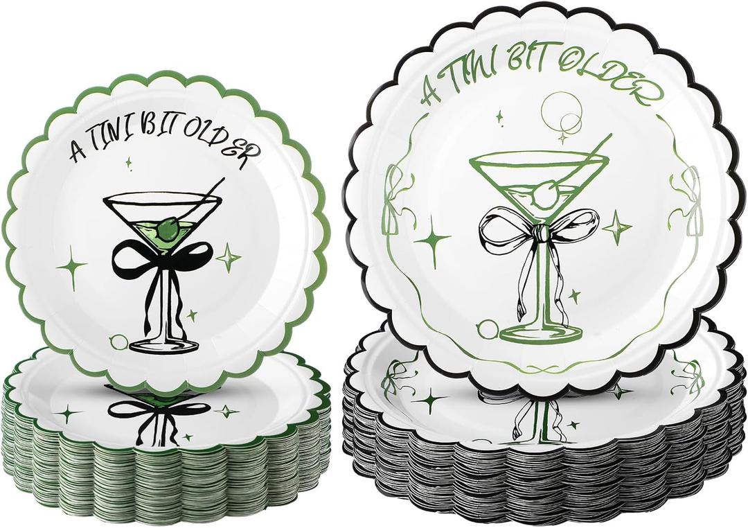 Havawish 48Pcs A Tini Bit Older Party Plates Espresso Martini Party Disposable Paper Plates Supplies 9" and 7" A Tini Bit Older Espresso Martini Tableware for Bar Birthday Bachelorette Supplies