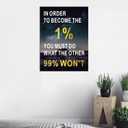 GYMHYSP Inspirational Wall Art Office Decor Motivational Theme To Become The 1% Picture Print Inspiring Quote Canvas Poster Artwork for Living Room Workplace Wooden Framed Ready to Hang [18''Hx24''W]