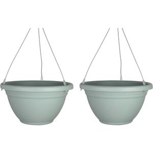 The HC Companies 12 Inch Mojave Hanging Planters, Lightweight UV-Resistant Plastic Hanging Planters for Indoor & Outdoor Plants, 2-Pack Hanging Flower Pots for Garden, Patio & Home Decor, Sage Green