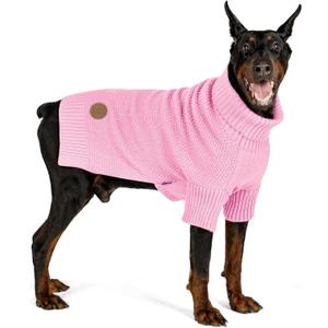 cyeollo Dog Sweater Knitwear Turtleneck Soft Knitwear Pullover Sweaters with Long Sleeves Warm Dog Clothes for Medium Dogs,Pink, XXL