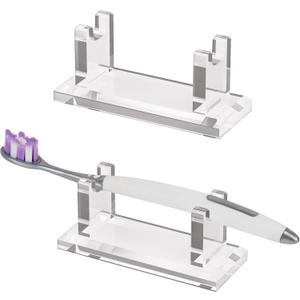 Linkidea 1 Pack Acrylic Countertop Manual Toothbrush Holder for Bathroom, Unique Vanity Organizer Brush Stand, Compatible with Oral-B CrossAction, Philips Sonicare One (Clear)