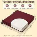 Outdoor Chair Cushions Set of 4 Fade Water Resistant, Patio Furniture Cushions with Non-Slip Ties,Square Cushions for Outdoor Furniture and Lawn Dining Chairs, 18.5 x 16 x 3, Burgundy
