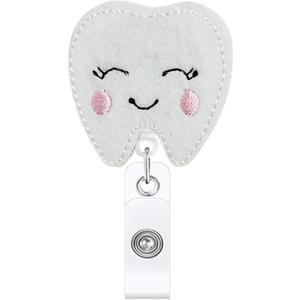 Felt Tooth-Shaped Badge Holder with Clip, Cute Dental ID Holder Gift for Nurses, Dentists, Dental Assistants, Hygienists, Medical Staff Uniform & Office Identification