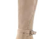 Women's Knee High Boots Tall Fall Wedges Round Toe Comfortable Size Zip with Fashion Buckles Platform Shoes for Women (8, Khaki)