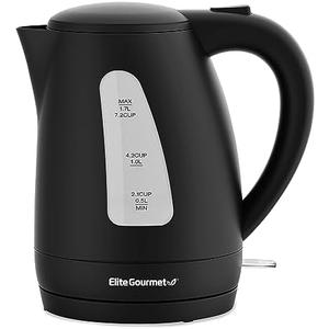 Elite Gourmet EKT8690 1.7L Electric Tea Kettle 1500W Hot Water Heater Boiler BPAFree, Fast Boil, Water Level Window and Auto ShutOff, Black