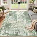 RELEANY Washable Area Rugs 6'x9' Non-Slip Modern Abstract Soft for Living Room Entryway Bedroom Nursery, Print Pattern, Light Green/Yellow