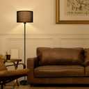 AUQUEE Floor Lamps for Living Room, Modern Standing Lamp, Black Lamp Shades, Foot Switch, Simple Pole Lamps Corner Lamp for Bedroom,Office, Living Room, Den, Bright Reading Floor Lamp(Without Bulb)