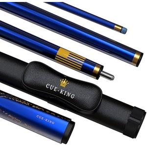 Cue-King Premier Pool Cue 58" 20oz 2 Piece with 9.5mm Premium Tip and Leather Case, Pool Stick, Cue Stick, Billiard Cue Stick, Taco De Billar, Pool Table Stick, Billiard Stick