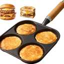 Cast Iron 4-Cup Egg Pan, Small Omelette Pan, Fast Breakfast Pan for Fried Eggs, Pancakes, Sandwich, & Burger, Suitable for Gas Stove and Induction Cooktop, Natural Nonstick with Seasoning, 6.6 inch