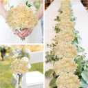 Hollyone 6 Pcs Beige Hydrangea Artificial Flowers Heads with Stems Silk Faux Hydrangea Champagne Fake Flowers for Home Indoor Outdoor DIY Floral Wedding Flower Bouquets Kitchen Table Centerpiece Decor