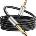3.5 mm to 6.35 mm Audio Cable 15Ft, Gold-Plated Terminal Silver Color Zinc Alloy Housing 3.5mm 1/8" Male TRS to 6.35mm 1/4" Male TRS Nylon Braided Stereo Audio Cable for Cellphone, Amplifiers(15Ft/5M)