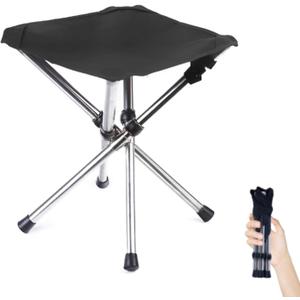 Ultra-Lightweight Stainless Steel Folding Camping Stool - Compact Portable Backpacking Stool with Carry Bag Supports 240 lbs 12.6 Folded Size for Hiking Travel Outdoor Events