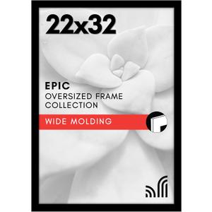 Americanflat 22x32 Poster Frame with Polished Plexiglass - Black Picture Frame - Wide Photo Frames Made of Engineered Wood for Vertical or Horizontal Wall Display - Epic Collection - Black