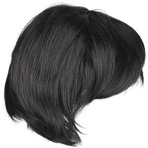 Healeved Cosplay Wig Natural Black Short Hair Wig for Men Straight Wig Male Wig Cosplay Wig for Festival Party