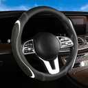 Leather Splicing Black White Car Steering Wheel Cover,14.5-15 Inch Universal Microfiber Leather Covers Breathable Anti-Slip Odorless Steering Wheels Accessories for Men Women