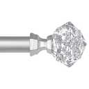 TONIAL Curtain Rods 32 to 58 Inch(2.6 to 4.8 ft), Telescoping Splicing 3/4 Single Rods for Windows 20 to 53 Inch(1.7 to 4.4 ft) Decorative Drapery Rod with Translucent Diamond Finial, Silver