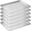 6 Pack Half Size Baking Sheet Pan Set, Aluminum Commercial Quality Cookie Sheet for Baking or Roasting, Large Thick Baking Tray Prevents Warping, 13"  18" Cookie Tray Pan