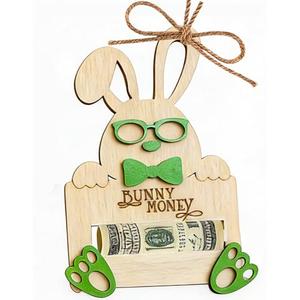 Easter Bunny Money Holder for Cash Gift,Cards Holder Basket Tag,Stuffers for Toddler,Kids,Teens,Gifts for Baby Boy,Girl,Grandchildren,Easter Basket Decorations(Green)