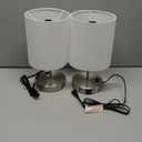 Set of 2 Touch White Table Lamps with 2 USB Ports & AC Outlet, 3-Way Dimmable Bedside Nightstand Lamps for Bedroom Living Room Nursery , 800 Lumens 5000K Daylight Bulbs Included