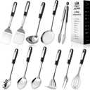 Stainless Steel Kitchen Utensil Set Premium Thickened Cooking Utensils Set, Silver Kitchen Tools Set for Cooking, Dishwasher Safe Kitchen Tool Set
