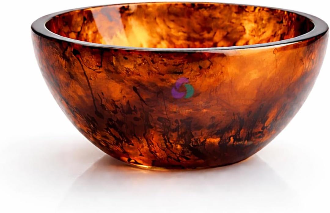 Elegant Handcrafted Resin Bowl Glossy Amber Finish Decorative & Functional Use | Resin Decorative Bowl Centerpiece Table Decorations, Fruit Basket for Coffee Table, Kitchen Decor (Tortoise)