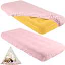 Breling Kids Air Mattress Fitted Sheets Compatible with Intex Cozy Kidz (Sheet Only) Toddler Inflatable Mattress Sheets for Kids Sleepover Party Travel Camping Airbed(Pink,2 Pcs)
