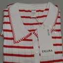 EXLURA Womens Fall Striped Cardigan Sweaters Long Sleeve Button Up Polo Collar Sweater Slim Knit Lightweight Trendy Tops 2025, M