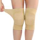 Men Women Protective Knee Pads, Anti-Slip Padded Sponge Knee Brace Knee Support for Football Volleyball Dance Skating Basketball Sports (Medium,Nude)