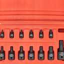 NEIKO 10281B Impact Torx Bit Socket Set, 1/4", 3/8" and 1/2" Drive, 6 Point Star Sockets, Heavy Duty Impact Grade Cr-Mo, T10 to T60 High Impact, Professional Grade Auto & Motorcycle Mechanic Socket