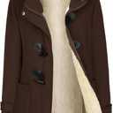 Gihuo Winter Jackets for Women Sherpa Lined Jacket Women Duffle Toggle Coat Hooded Fleece Jacket (X-Large, Brown)